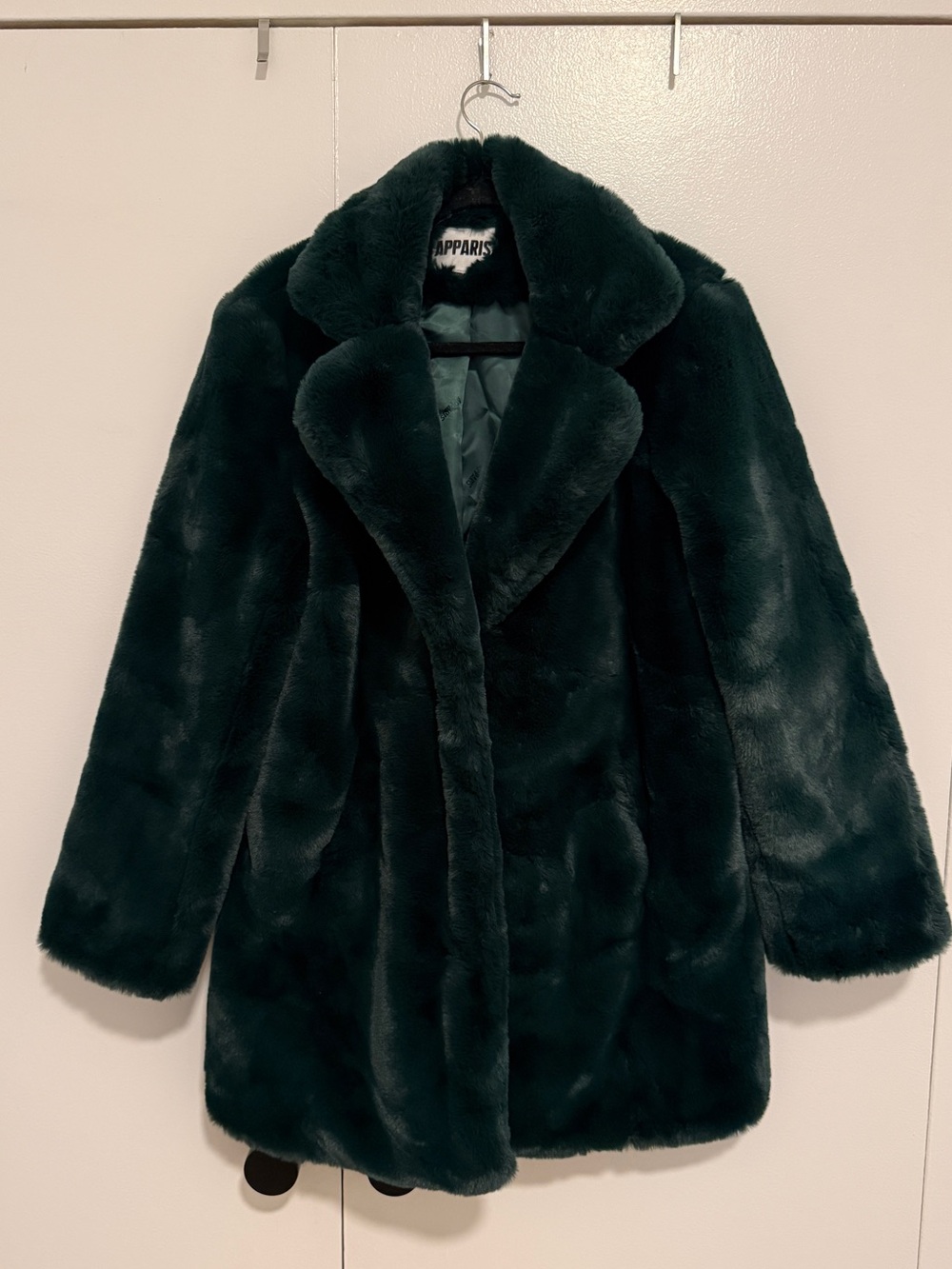 Apparis Eloise Faux Fur Coat Emerald Green